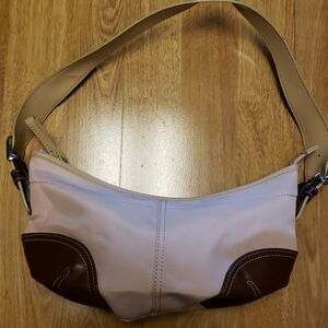 Pink & brown baguette purse